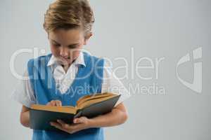 Schoolboy reading book