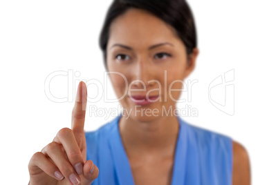 Close up of businesswoman touching interface