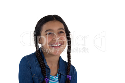 Smiling girl against white background