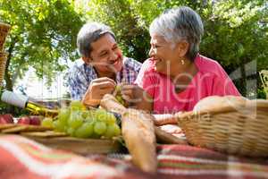 Senior couple smiling while looking at each other