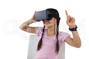 Girl using virtual reality headset