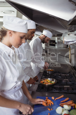 Chefs chopping vegetables