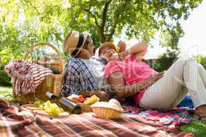 Senior couple taking selfie from mobile phone