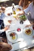 Group of friends having lunch in a restaurant