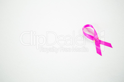 High angle view of pink Breast Cancer Awareness ribbon