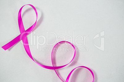 Overhead view of Breast Cancer Awareness ribbon