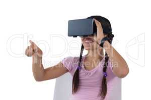 Girl using virtual reality headset