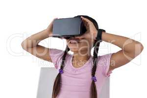 Girl using virtual reality headset