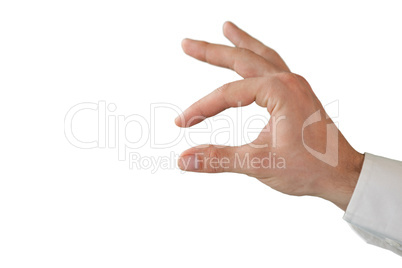Cropped hand of businessman marketing invisible product