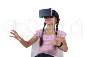 Girl using virtual reality headset