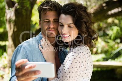 Couple taking selfie from mobile phone