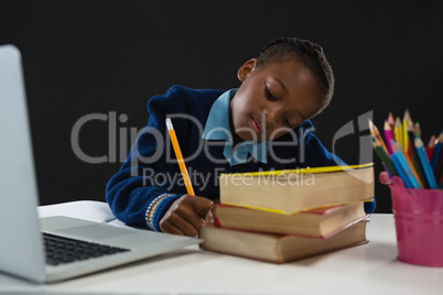 Schoolgirl doing homework