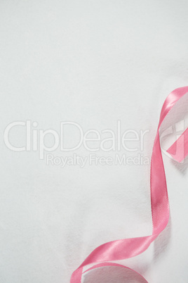 High angle view of pink ribbon for Breast Cancer Awareness