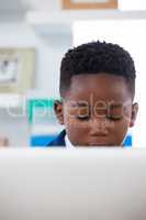 Close up of businessman using computer