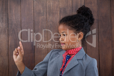 Close up of businesswoman touching invisible interface