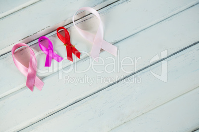 High angle view of Cancer Awareness ribbons