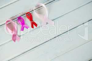 High angle view of Cancer Awareness ribbons