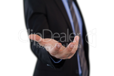 Side view of businessman gesturing