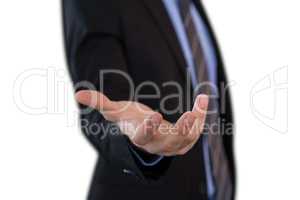 Side view of businessman gesturing