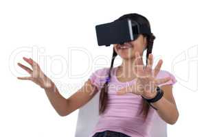 Girl using virtual reality headset