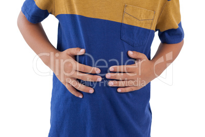 Mid-section of boy having an stomach pain