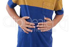 Mid-section of boy having an stomach pain