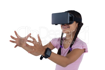 Teenage girl using virtual reality headset