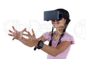 Teenage girl using virtual reality headset