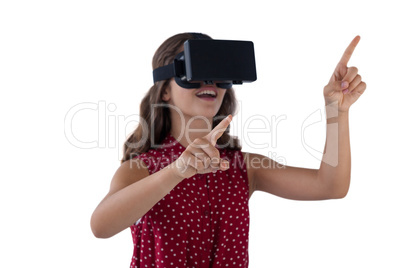 Teenage girl using virtual reality headset