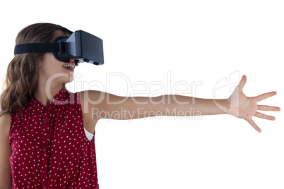 Teenage girl using virtual reality headset