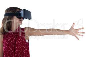 Teenage girl using virtual reality headset