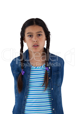 Girl standing against white background