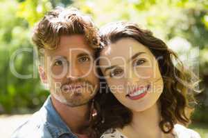 Romantic couple in garden on a sunny day