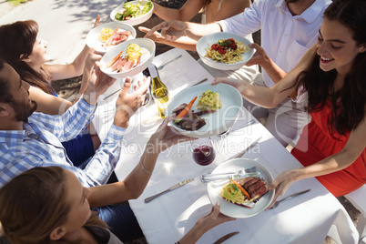 Group of friends having lunch