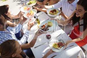 Group of friends having lunch