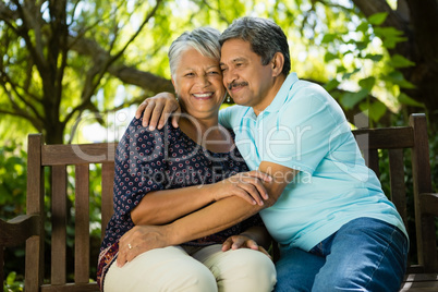 Senior couple hugging each other