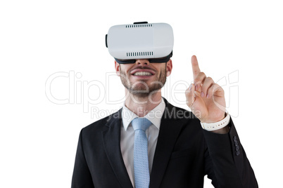 Smiling businessman with vr glasses