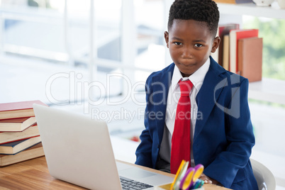 Portrait of businessman sitting at desk