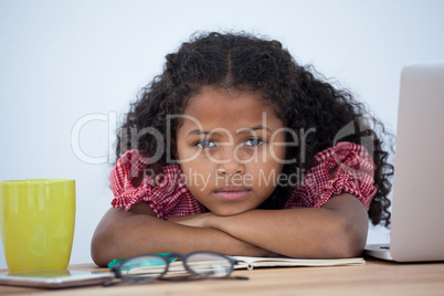 Close up portrait bored businesswoman