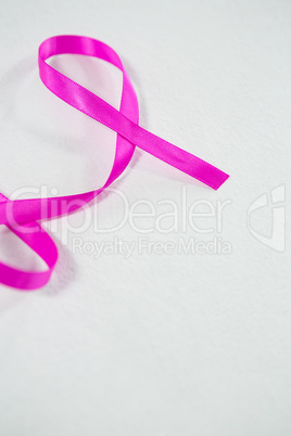High angle view of pink ribbon for Breast Cancer