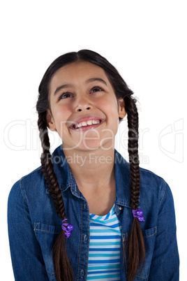 Smiling girl against white background