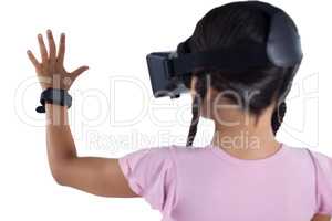 Girl using virtual reality headset