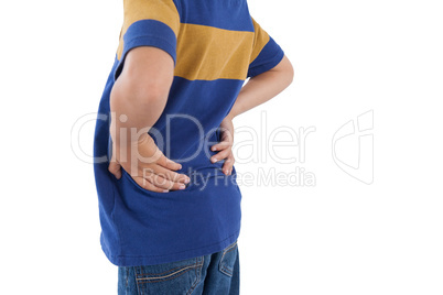 Mid-section of boy having an back pain