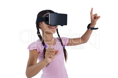 Teenage girl using virtual reality headset