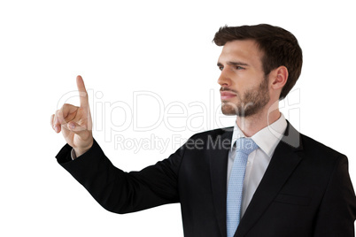 Businessman with stubble using invisible interface