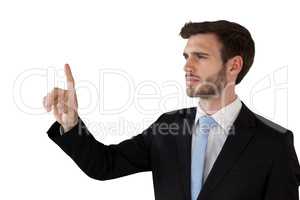 Businessman with stubble using invisible interface