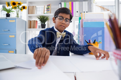 Businessman working at desk