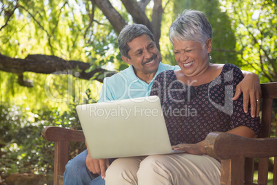 Senior couple using laptop