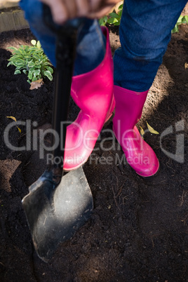 Senior woman gardening at the park on a sunny day