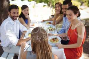 Group of friends having lunch